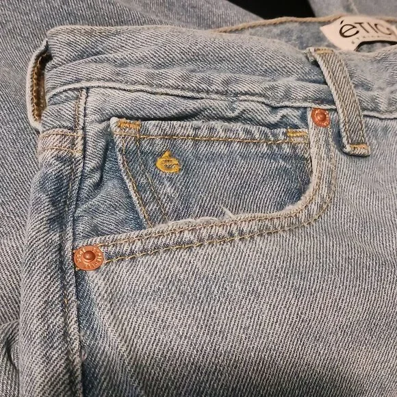 NEW Etica Altin Loose Fit Crop Button-Fly‎ Jeans Ithaca/Lighter Wash Size 25